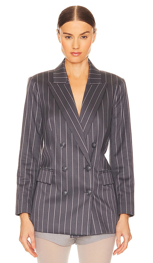 L'AGENCE Aimee Relaxed Blazer in Charcoal - L'AGENCE Blazer décontracté Aimee en charbon de bois - L'AGENCE Aimee 木炭色休闲西装外套 - L'AGENCE Aimee Relaxed Blazer in Anthrazit - L'AGENCE Aimee 릴렉스드 블레이저 차콜 색상 - Blazer rilassato L'AGENCE Aimee in carbone