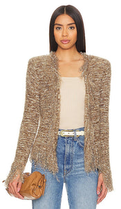 L'AGENCE Azure Cardigan Blazer in Tan - L'AGENCE Blazer cardigan Azure en beige - L'AGENCE 黄褐色 Azure 开衫西装外套 - L'AGENCE Azurblauer Cardigan-Blazer in Hellbraun - L'AGENCE Azure 카디건 블레이저 탠 색상 - Blazer cardigan azzurro L'AGENCE in marrone chiaro