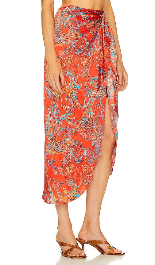 L'AGENCE Esa Sarong Skirt in Red