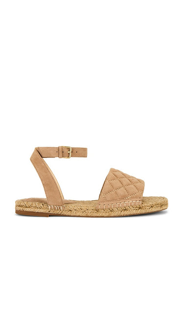 L'AGENCE Grece Sandal in Brown | Cappuccino Suede Flat Sandals for Women