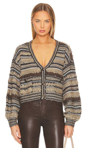 L'AGENCE Harriet Blouson Cardigan in Brown - L'AGENCE Harriet Blouson Cardigan en Marron - L'AGENCE Harriet 棕色外套开衫 - L'AGENCE Harriet Blouson Cardigan in Braun - L'AGENCE Harriet 블루종 가디건 브라운 색상 - Cardigan L'AGENCE Harriet Blouson in marrone