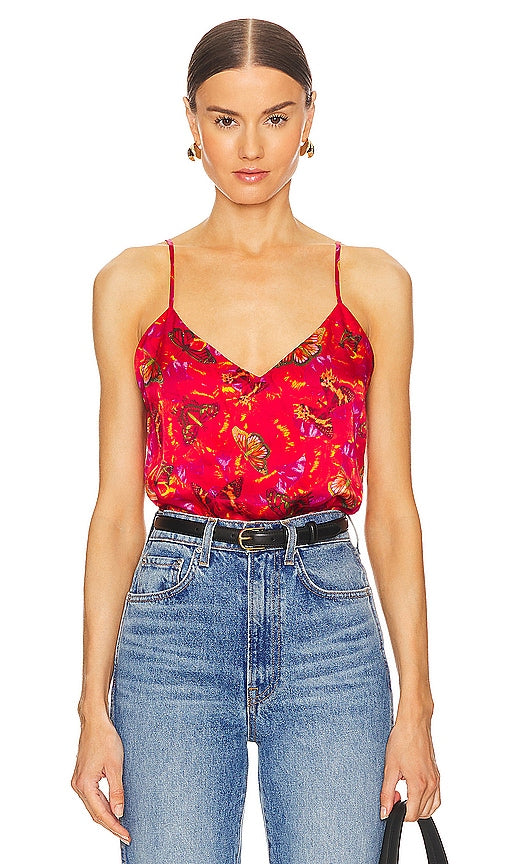 L'AGENCE Jane Spaghetti Strap Top in Red - L'AGENCE Jane - Haut à fines bretelles en rouge - L'AGENCE Jane 红色细肩带上衣 - L'AGENCE Jane Spaghettiträger-Top in Rot - L'AGENCE Jane 스파게티 스트랩 탑 - Top L'AGENCE Jane con spalline sottili in rosso