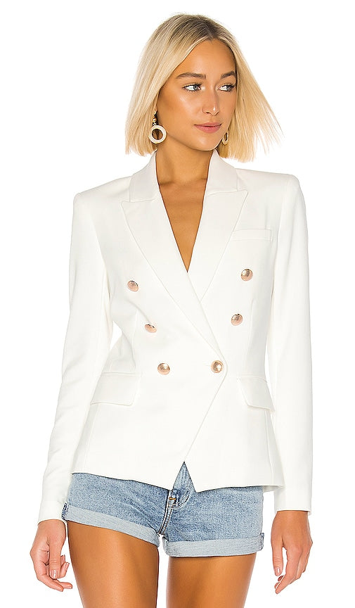 L'AGENCE Kenzie Double Breasted Blazer in White
