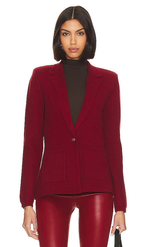 L'AGENCE Lacey Knit Blazer in Wine