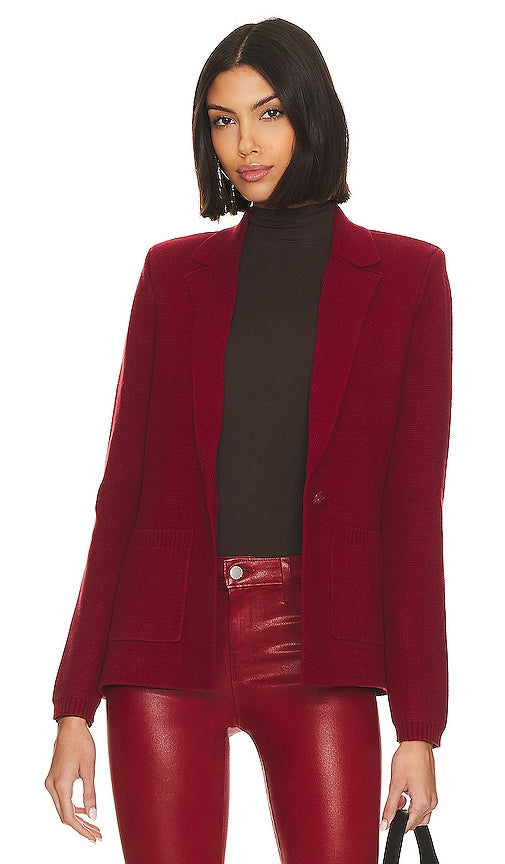 L'AGENCE Lacey Knit Blazer in Wine