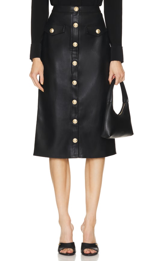 L'AGENCE Milann Midi Skirt in Black - L'AGENCE Jupe mi-longue Milann en noir - L'AGENCE Milann 黑色中长半身裙 - L'AGENCE Milann Midirock in Schwarz - L'AGENCE Milann 미디 스커트블랙 색상 - Gonna longuette L'AGENCE Milann in nero