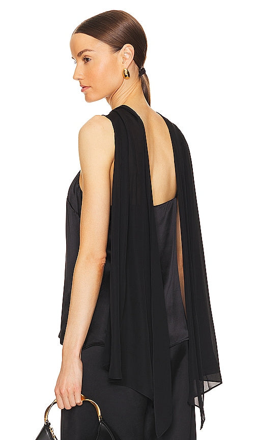 L'AGENCE Riviera Cape Top in Black - L'AGENCE Riviera Cape Top en Noir - L'AGENCE Riviera 黑色斗篷上衣 - L'AGENCE Riviera Cape Top in Schwarz - L'AGENCE Riviera 케이프 탑 - Top a mantella Riviera L'AGENCE in nero