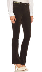 L'AGENCE Stevie Straight Gold Chain Pant in Chocolate