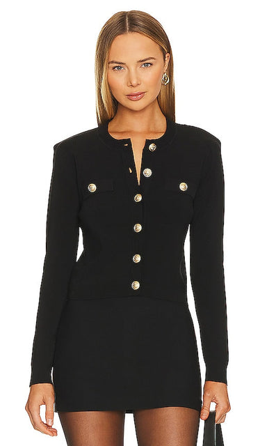 L'AGENCE Toulouse Cardigan in Black - L'AGENCE Cardigan Toulouse en Noir - L'AGENCE Toulouse 黑色开衫 - L'AGENCE Toulouse Cardigan in Schwarz - L'AGENCE 툴루즈 가디건블랙 색상 - Cardigan L'AGENCE Toulouse in nero