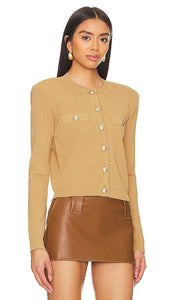 L'AGENCE Toulouse Cropped Cardi in Tan