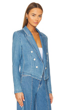L'AGENCE Wayne Crop Double Breast Jacket in Denim-Medium