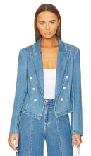 L'AGENCE Wayne Crop Double Breast Jacket in Denim-Medium