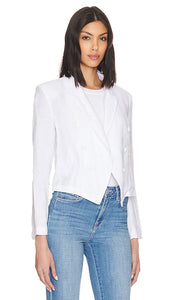 L'AGENCE Wayne Crop Double Breasted Jacket in White