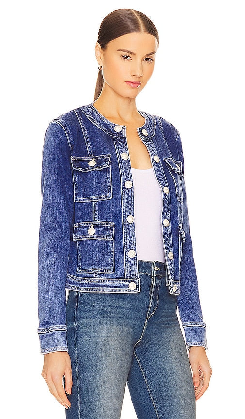 L'AGENCE Yari Collarless Jacket in Blue