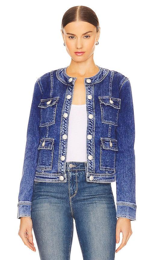 L'AGENCE Yari Collarless Jacket in Blue