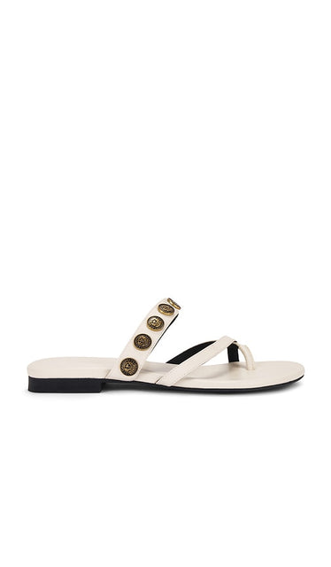 L'AGENCE Hanna Sandal in White | Ecru Flat Sandals for Women