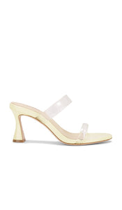 L'AGENCE Idalie Sandal in Yellow | Yellow Vinyl Heeled Sandals for Women