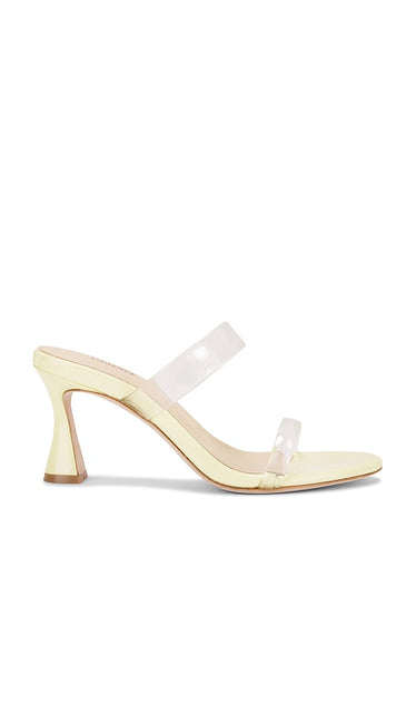 L'AGENCE Idalie Sandal in Yellow | Yellow Vinyl Heeled Sandals for Women