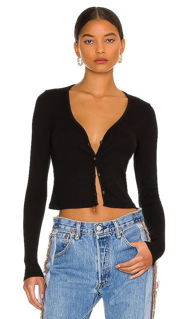 LA Made Sweet V Cardi in Black - LA Made Sweet V Cardi en noir - LA Made 黑色 Sweet V 开衫 - LA Made Sweet V Cardi in Schwarz - LA Made Sweet V 카디 블랙 색상 - Dolce V Cardi LA Made in nero