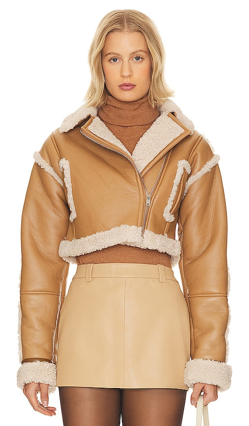 LAMARQUE Adrina Cropped Jacket in Tan