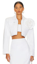 LAMARQUE Aneesa Denim Jacket With Removable Floral Applique in White