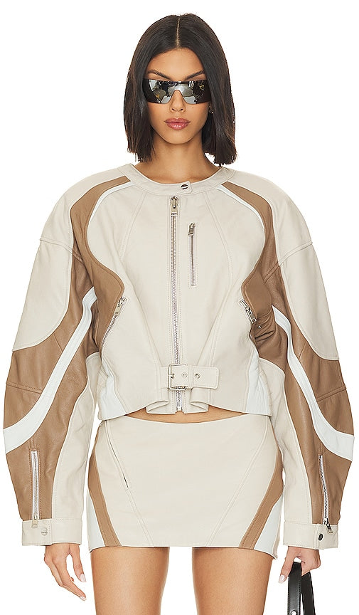 LAMARQUE Dustin Moto Jacket in Taupe