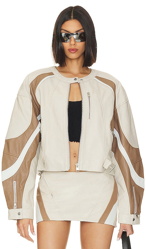 LAMARQUE Dustin Moto Jacket in Taupe - LAMARQUE Dustin Veste de moto en taupe - LAMARQUE Dustin 灰褐色机车夹克 - LAMARQUE Dustin Motorradjacke in Taupe - LAMARQUE 더스틴 모토 자켓 - Giacca da moto LAMARQUE Dustin in tortora