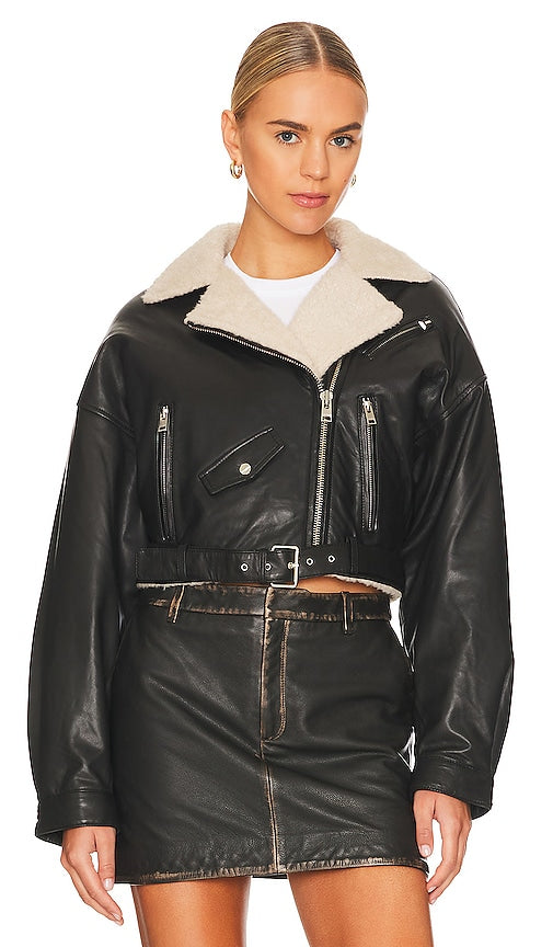 LAMARQUE Dylan Sherpa Moto Jacket in Black