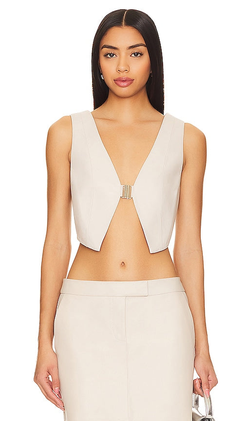 LAMARQUE Estrella Vest in Ivory - LAMARQUE Gilet Estrella en Ivoire - LAMARQUE Estrella 象牙色背心 - LAMARQUE Estrella Weste in Elfenbein - LAMARQUE Estrella 조끼 아이보리 색상 - Gilet LAMARQUE Estrella in avorio