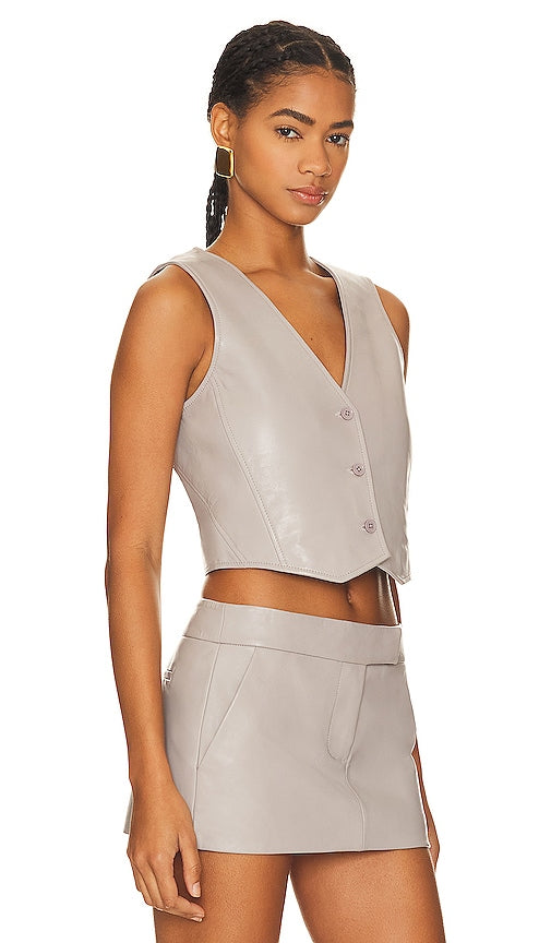 LAMARQUE Kallie Cropped Vest in Light Grey