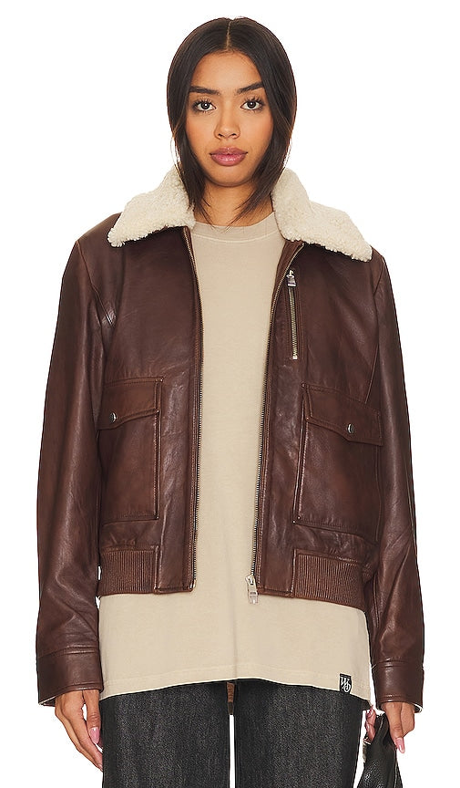 LAMARQUE Klemence Bomber Jacket in Chocolate