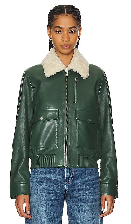 LAMARQUE Klemence Bomber Jacket in Dark Green