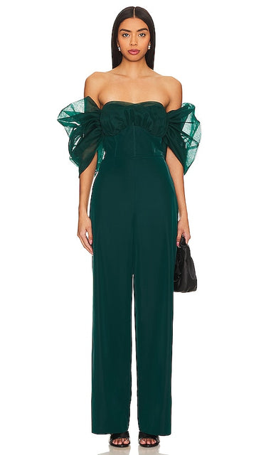 LAMARQUE Vladana Bustier Jumpsuit in Dark Green - LAMARQUE Combinaison Bustier Vladana en Vert Foncé - LAMARQUE Vladana 深绿色紧身胸衣连身裤 - LAMARQUE Vladana Bustier-Overall in Dunkelgrün - LAMARQUE Vladana 뷔스티에 점프수트 - Tuta bustier LAMARQUE Vladana in verde scuro