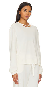 Lanston Porter Twist Neck Pullover Sweatshirt in Ivory