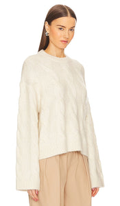 L'Academie Adria Cable Sweater in Ivory