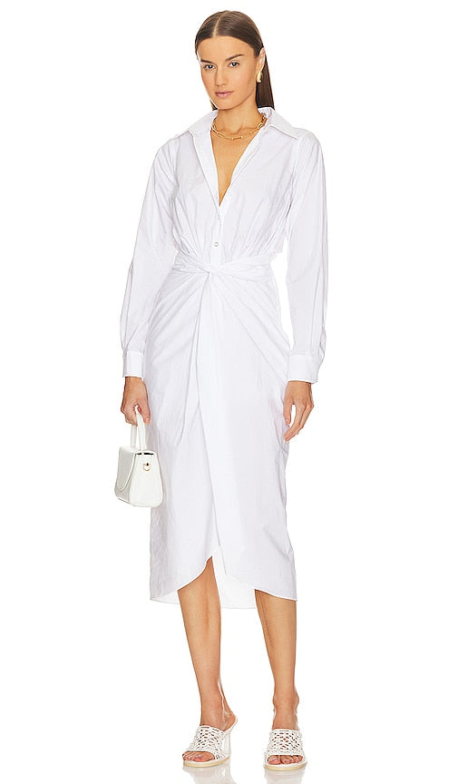 L'Academie Callie Midi Dress in White - Robe mi-longue Callie de L'Academie en blanc - L'Academie Callie 白色中长连衣裙 - L'Academie Callie Midikleid in Weiß - L'Academie Callie 미디 드레스 - Abito midi L'Academie Callie in bianco