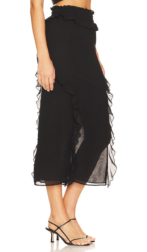 L'Academie Inaya Midi Skirt in Black