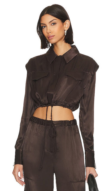 L'Academie Jace Blouse in Chocolate - Blouse Jace de L'Academie en Chocolat - L'Academie Jace 巧克力色衬衫 - L'Academie Jace Bluse in Schokolade - L'Academie Jace 블라우스 초콜릿 색상 - Blusa L'Academie Jace color cioccolato