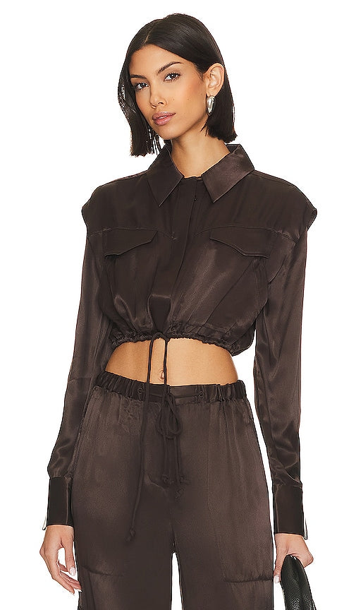 L'Academie Jace Blouse in Chocolate - Blouse Jace de L'Academie en Chocolat - L'Academie Jace 巧克力色衬衫 - L'Academie Jace Bluse in Schokolade - L'Academie Jace 블라우스 초콜릿 색상 - Blusa L'Academie Jace color cioccolato