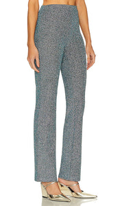 L'Academie Metallic Tie Knit Slim Pants in Blue