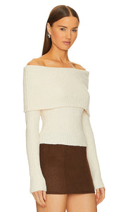 L'Academie Namir Off Shoulder Sweater in Cream