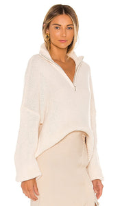 L'Academie Oliver Zip Up Sweater in Ivory