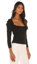 L'Academie Rory Puff Sleeve Sweater in Black