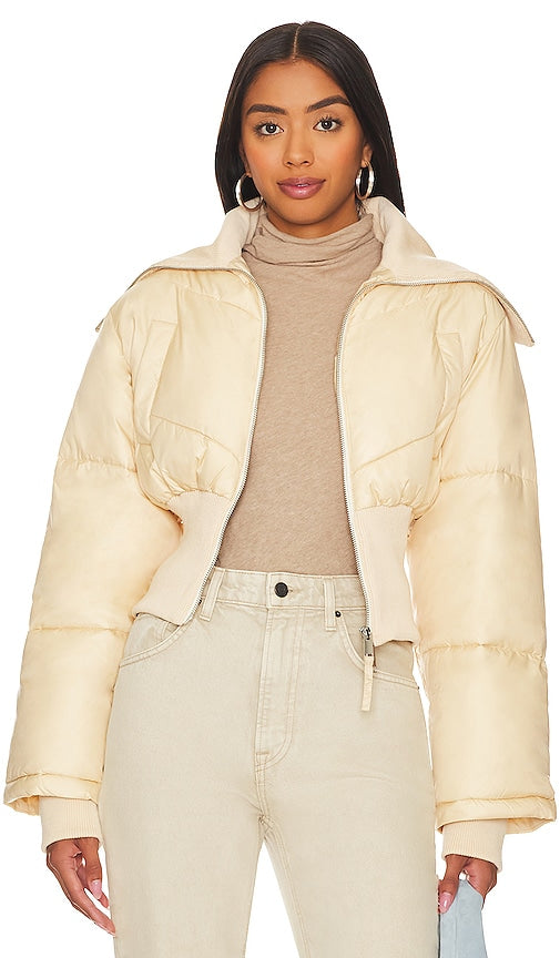 L'Academie Rylee Cropped Puffer in Cream