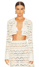 L'Academie Talmai Pointelle Cropped Cardigan in Ivory