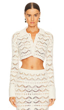 L'Academie Talmai Pointelle Cropped Cardigan in Ivory - L'Academie Talmai Pointelle Cardigan court en ivoire - L'Academie Talmai Pointelle 象牙色短款开衫 - L'Academie Talmai Pointelle Kurzstrickjacke in Elfenbein - L'Academie Talmai Pointelle 크롭 가디건 아이보리 색상 - Cardigan corto L'Academie Talmai Pointelle in avorio