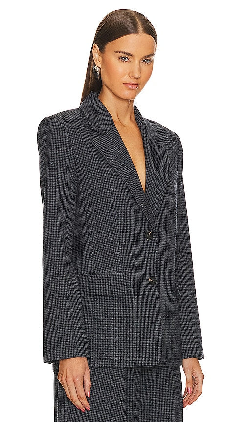 L'Academie The Oversized Plaid Blazer in Grey