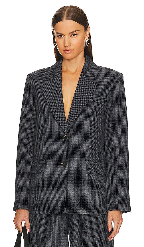 L'Academie The Oversized Plaid Blazer in Grey - L'Academie Le blazer surdimensionné à carreaux en gris - L'Academie 灰色超大格纹西装外套 - L'Academie Der übergroße karierte Blazer in Grau - L'Academie 오버사이즈 플레이드 블레이저 그레이 컬러 - L'Academie Blazer scozzese oversize in grigio