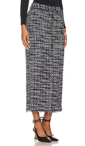 L'Academie Tweed Straight Maxi Skirt in Black
