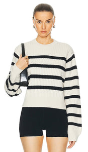 L'Academie by Marianna Brial Striped Sweater in Cream - L'Academie by Marianna Brial Pull rayé en crème - L'Academie by Marianna Brial 奶油色条纹毛衣 - Gestreifter Pullover von L'Academie by Marianna Brial in Creme - L'Academie by Marianna Brial 스트라이프 스웨터 - Maglione a righe L'Academie di Marianna Brial color crema